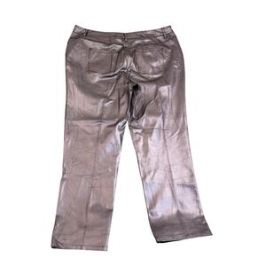 Lyric Culture Womens 16P Metallic Silver Straight Leg Pants Stretch Petite 16